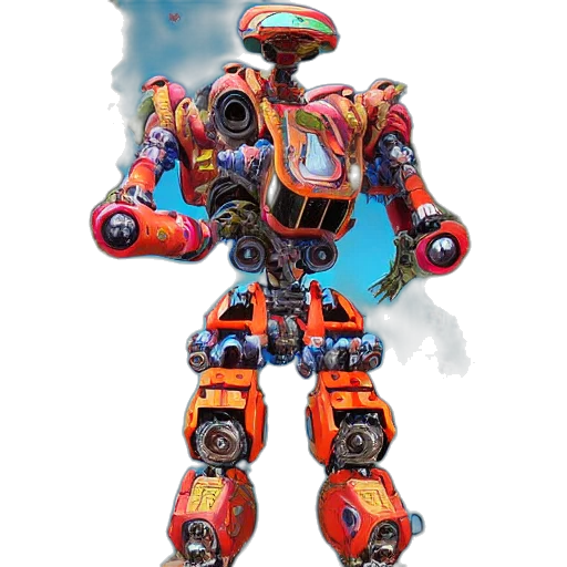 robot, weapon, concept art, 3d render, cyberpunk, fantasy art, colourful, vfx transparent PNG cut-out