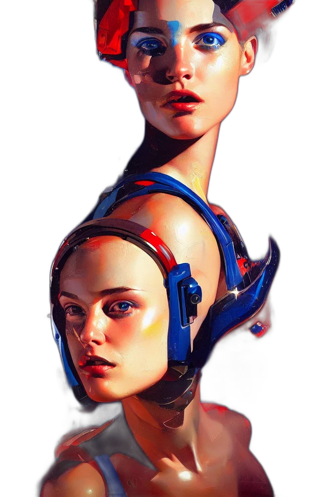 robot, face, mask, crown, concept art, cyberpunk, fantasy art, photorealistic transparent PNG cut-out