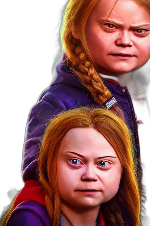 face, creature, concept art, photorealistic, 3d render, comic book art, greta, thunberg transparent PNG cut-out