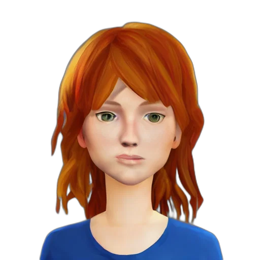 face, cartoon, 3d render, photorealistic, pixel art, ginger, hair, girl transparent PNG cut-out