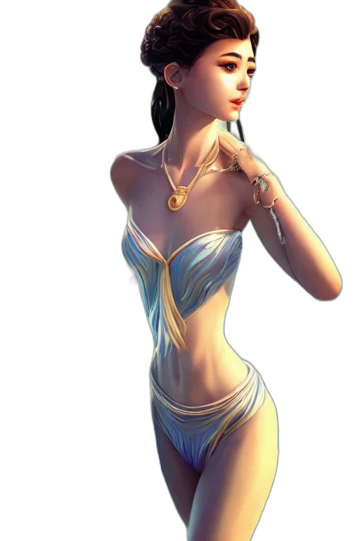 dress, jewelry, staff, crown, fantasy art, concept art, 3d render, pixel art transparent PNG cut-out