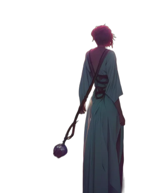 staff, dress, weapon, sword, concept art, watercolor, fantasy art, anime transparent PNG cut-out