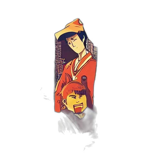 jacket, hat, face, staff, comic book art, pixel art, cartoon, concept art transparent PNG cut-out