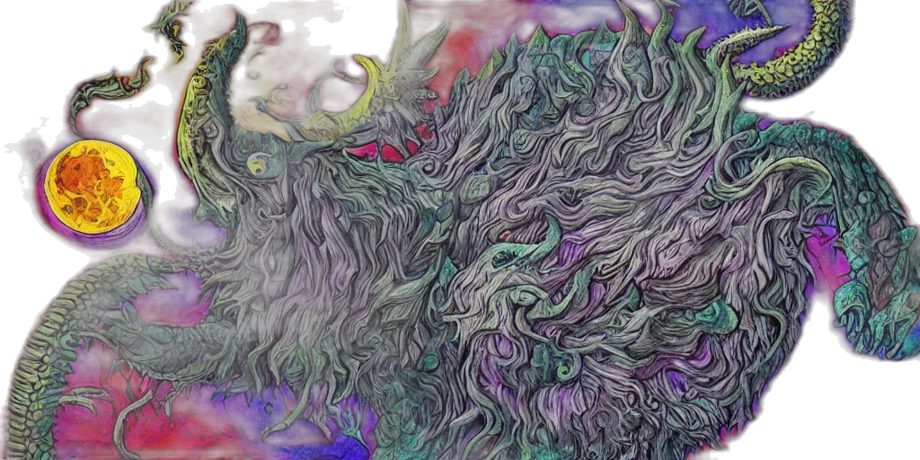 hair, dragon, creature, mask transparent PNG cut-out