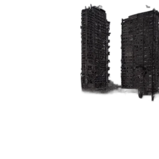 building, furniture, shoes, dress, 3d render, concept art, huge, abandon transparent PNG cut-out