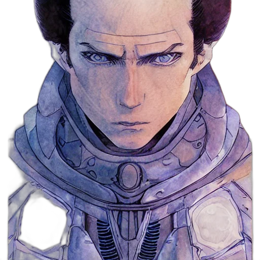 face, robot, mask, jacket, concept art, watercolor, comic book art, fantasy art transparent PNG cut-out