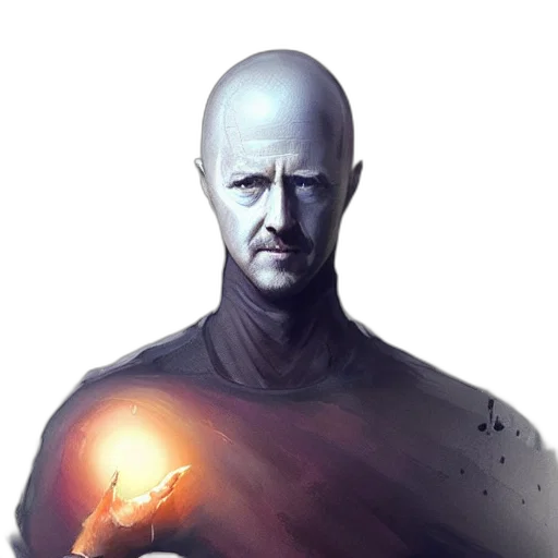 face, staff, mask, robot, concept art, comic book art, fantasy art, photorealistic transparent PNG cut-out