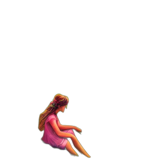 dress, hair, creature, staff transparent PNG cut-out