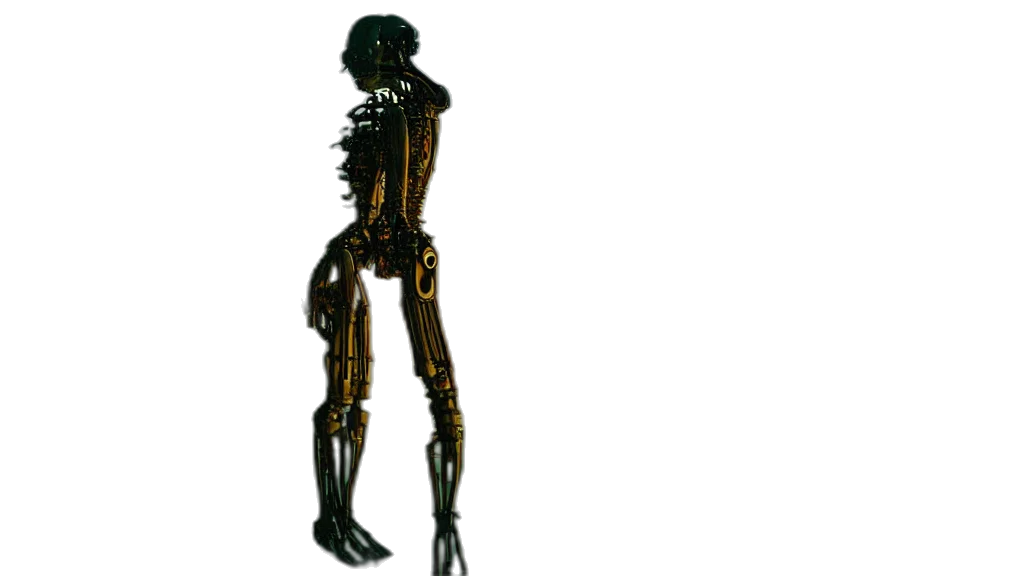 robot, creature, staff, dress transparent PNG cut-out