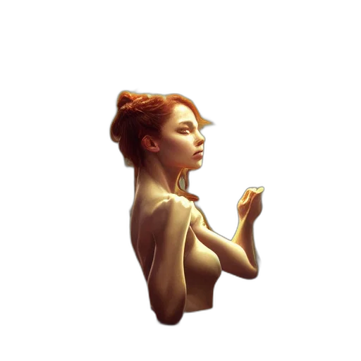 dress, face, jewelry, staff transparent PNG cut-out