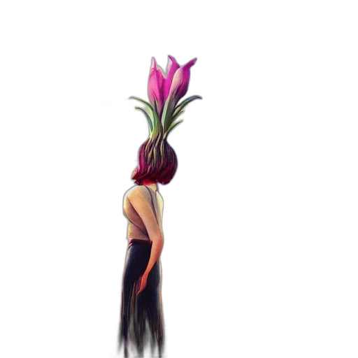 hair, flower, crown, staff transparent PNG cut-out
