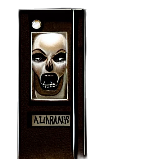 robot, mask, 3d render, concept art, nightmare, isolated, elevator, alone transparent PNG cut-out