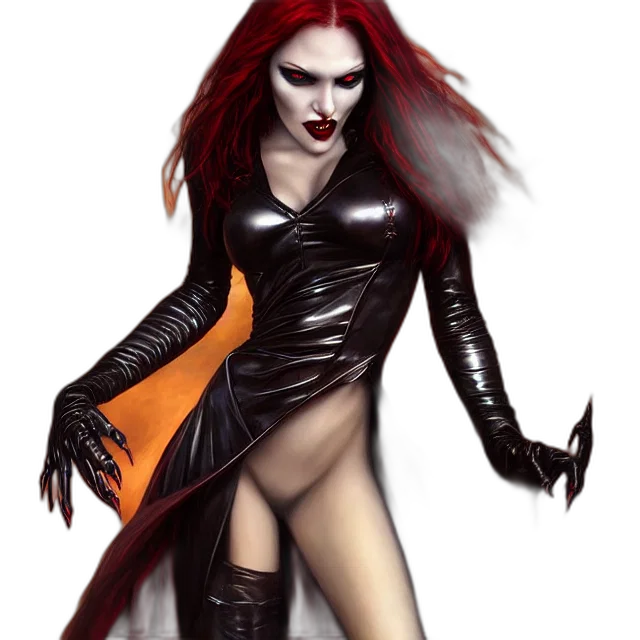 concept art, fantasy art, comic book art, photorealistic, dark, red, beautiful, vampire transparent PNG cut-out