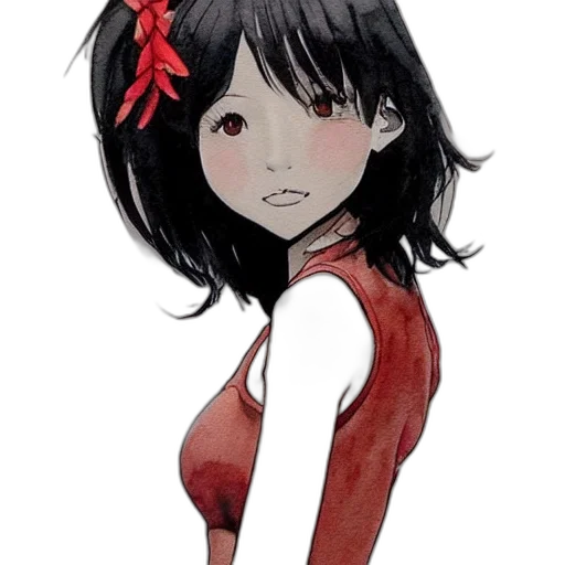 dress, mask, face, flower, anime, cartoon, watercolor, concept art transparent PNG cut-out