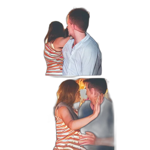 3d render, photorealistic, fire, neon lights, cute, couple, doing, bump transparent PNG cut-out