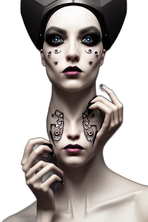 mask, jewelry, face, robot, photorealistic, fantasy art, cyberpunk, concept art transparent PNG cut-out