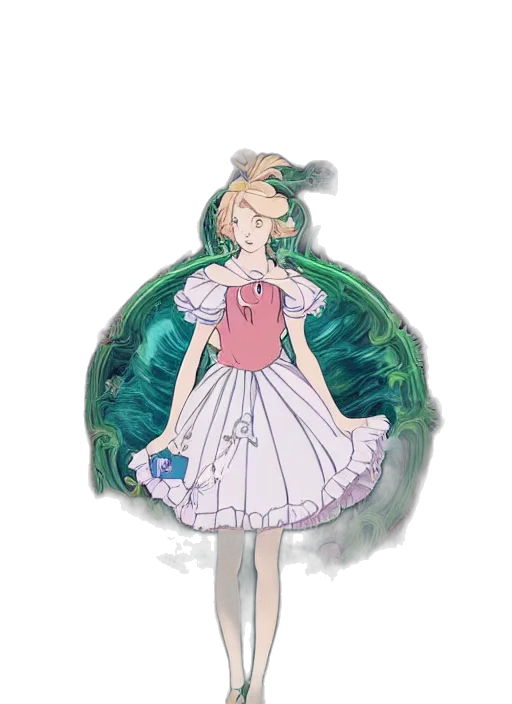 dress, staff, creature, flower transparent PNG cut-out
