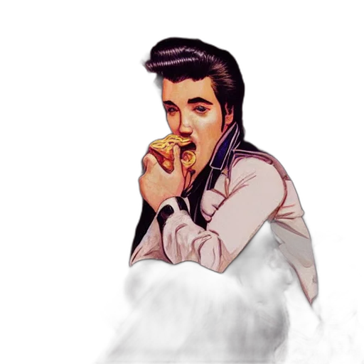 photorealistic, concept art, watercolor, pixel art, fog, pastel, monochrome, elvis transparent PNG cut-out