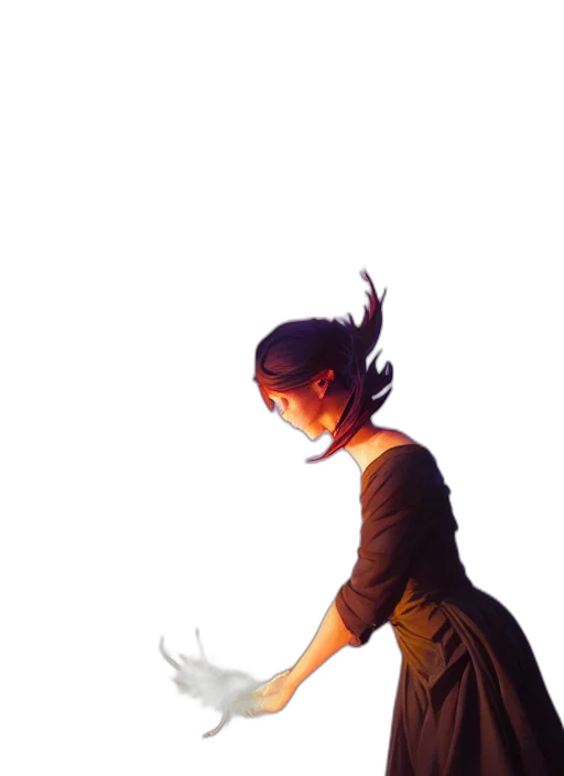 dress, staff, weapon, creature transparent PNG cut-out