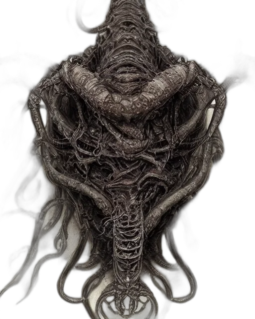 creature, mask, hair, crown, concept art, photorealistic, fantasy art, 3d render transparent PNG cut-out