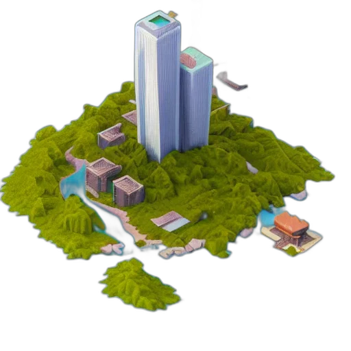 building, 3d render, concept art, pixel art transparent PNG cut-out