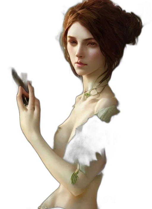 dress, jewelry, staff, face transparent PNG cut-out