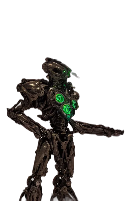 robot, weapon, staff, dragon, concept art, 3d render, pixel art, fantasy art transparent PNG cut-out