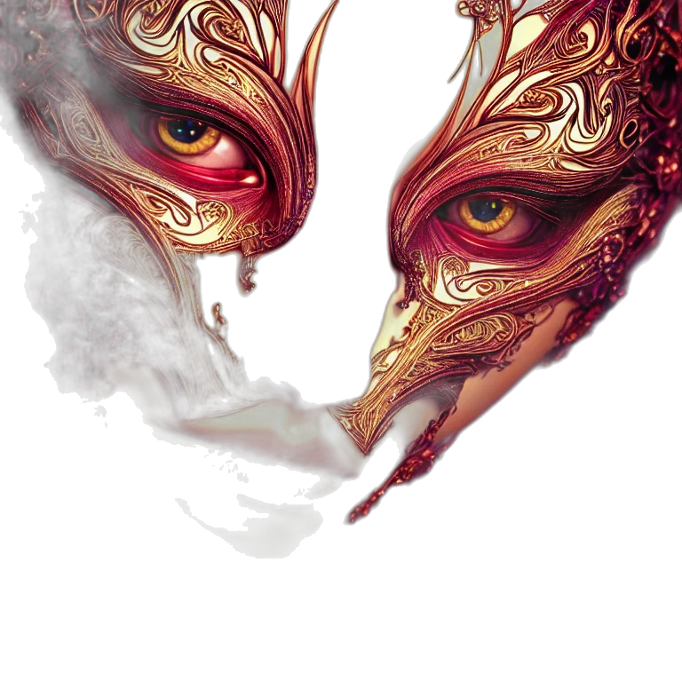 mask, face, fantasy art, concept art, photorealistic, watercolor, fire, red transparent PNG cut-out