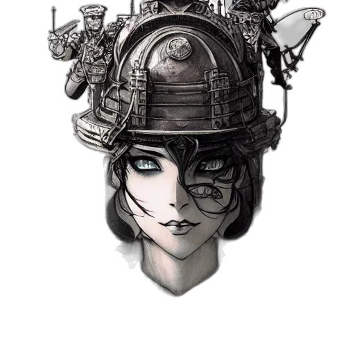 robot, hat, crown, face transparent PNG cut-out