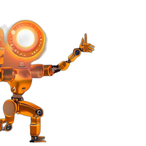 robot, 3d render, concept art, glowing transparent PNG cut-out
