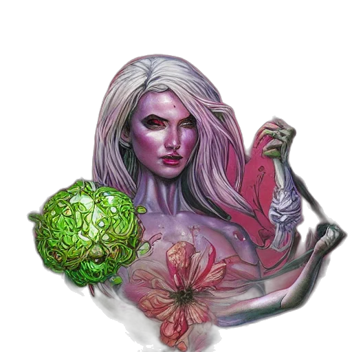 flower, face, jewelry, fantasy art transparent PNG cut-out