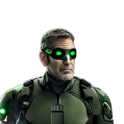 robot, 3d render, concept art, cyberpunk, comic book art, green, film, still transparent PNG cut-out