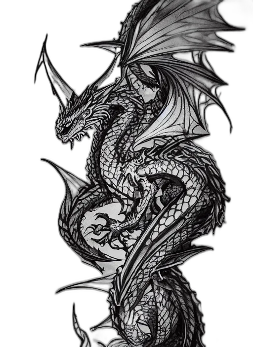 dragon, sword, staff, fantasy art transparent PNG cut-out