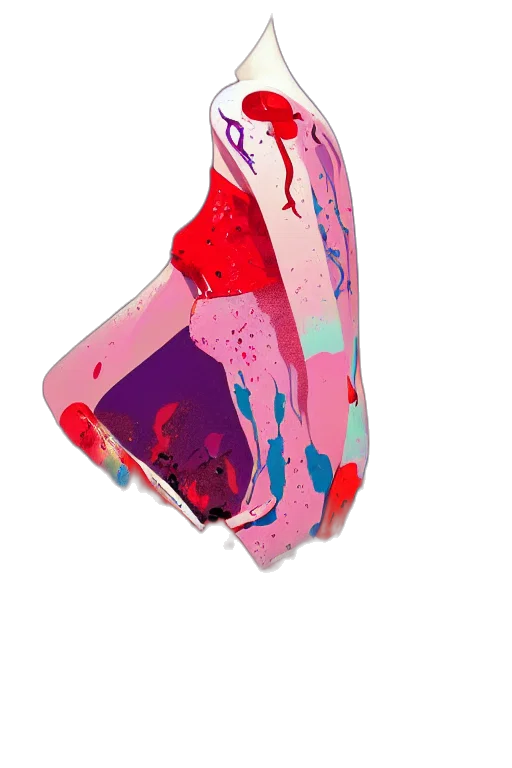 bottle, dress, shoes, sword, concept art, 3d render, vaporwave, watercolor transparent PNG cut-out