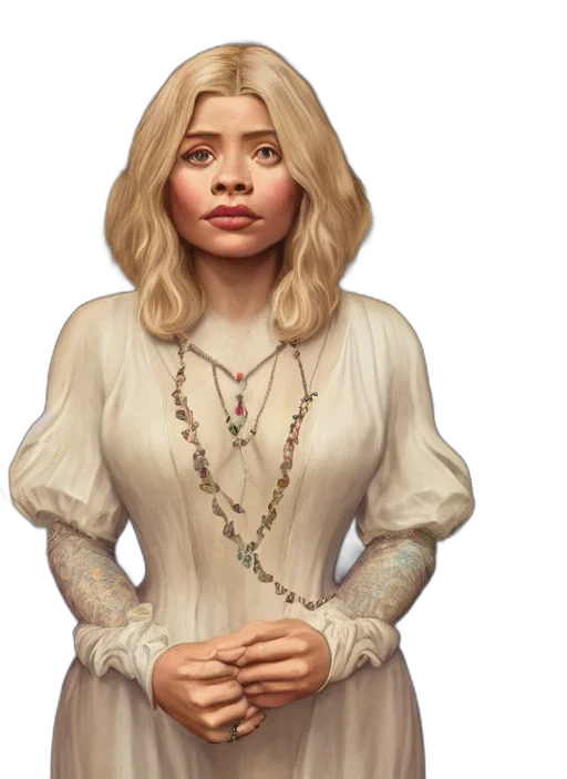 jewelry, dress, face, staff, fantasy art, concept art, photorealistic, pixel art transparent PNG cut-out