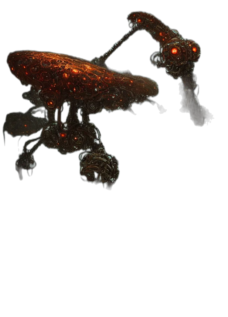 robot, creature, dragon, staff transparent PNG cut-out