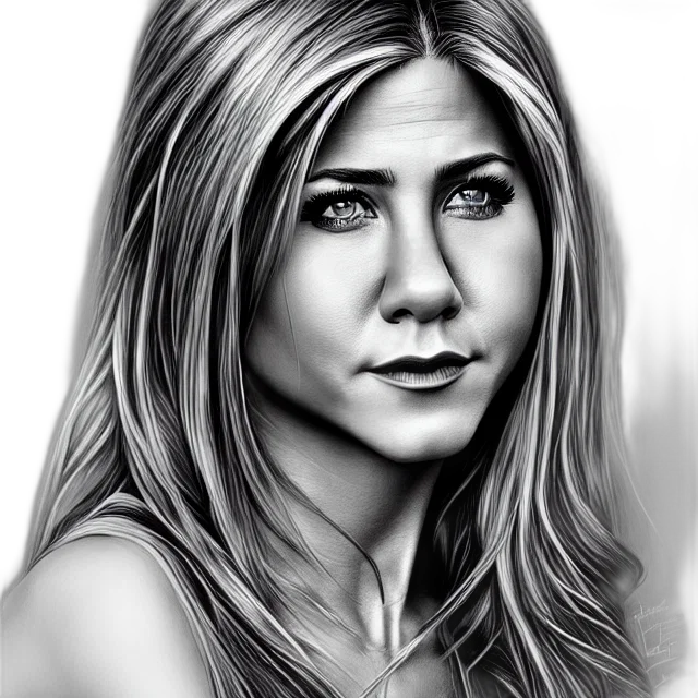 face, photorealistic, cartoon, comic book art, pencil sketch, aniston, chrome, stamp transparent PNG cut-out