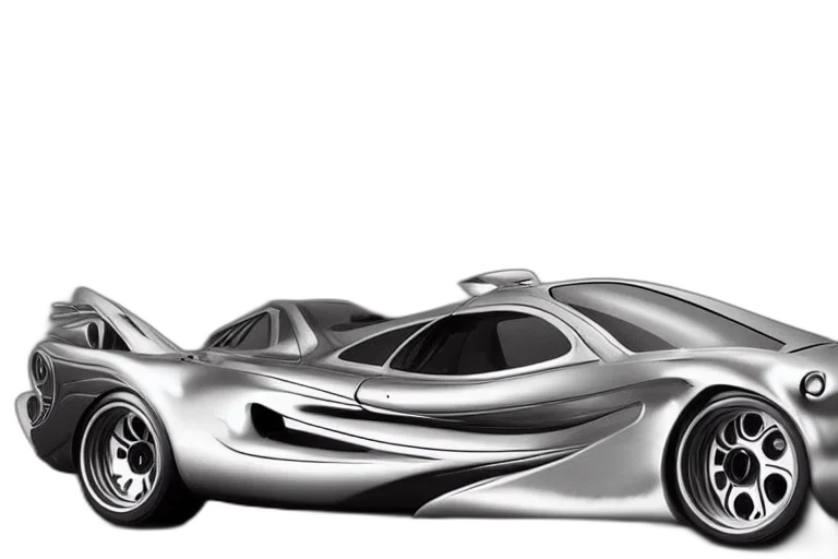 car, concept art, photorealistic, 3d render, pencil sketch, retro, futuristic, mclaren transparent PNG cut-out