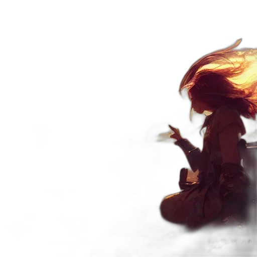 dragon, hair, sword, weapon, concept art, fantasy art, pixel art, watercolor transparent PNG cut-out