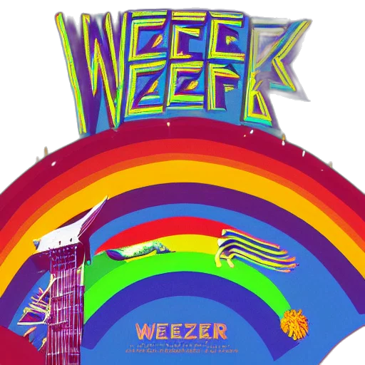 vaporwave, concept art, weezer, rainbow, album, cover, art transparent PNG cut-out