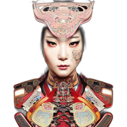 face, robot, jewelry, mask, photorealistic, concept art, 3d render, fantasy art transparent PNG cut-out