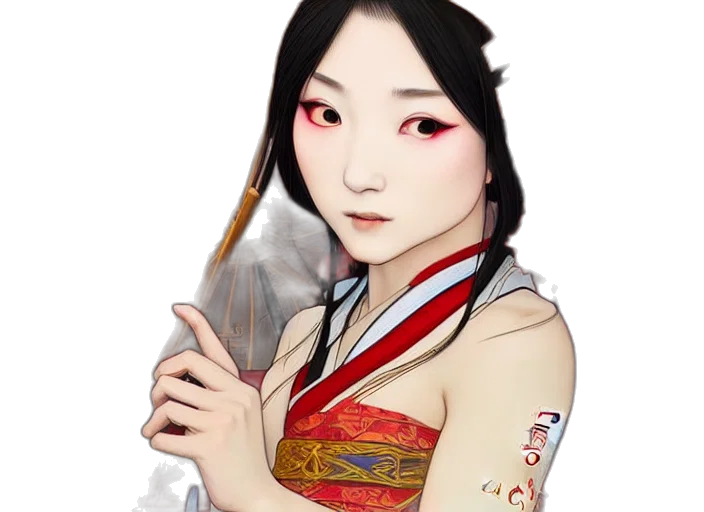 staff, fantasy art, photorealistic, pixel art, anime, red, miko, priestess transparent PNG cut-out