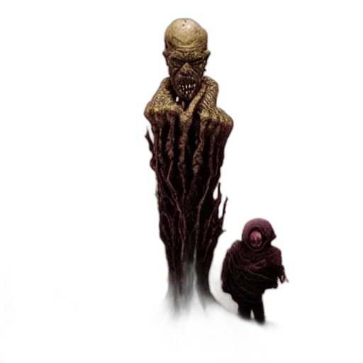 creature, staff, concept art, pixel art, 3d render, fantasy art, underwater, dark transparent PNG cut-out