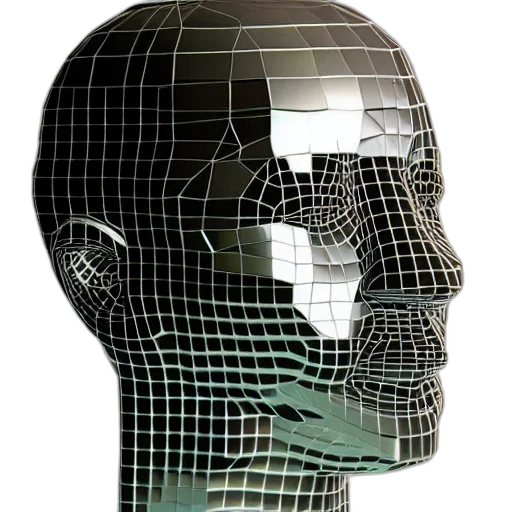 mask, face, robot, crown, 3d render, cyberpunk, vaporwave, photorealistic transparent PNG cut-out
