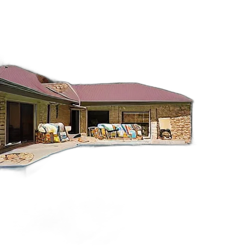 building, furniture, umbrella, 3d render transparent PNG cut-out