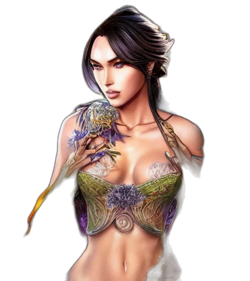 dress, jewelry, dragon, fantasy art transparent PNG cut-out