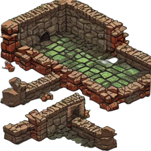 building, weapon, furniture, pixel art, concept art, 3d render, fantasy art, fog transparent PNG cut-out