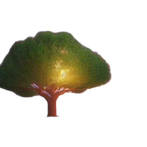 tree, crown, hat, umbrella, 3d render, concept art, photorealistic, watercolor transparent PNG cut-out