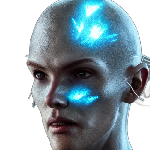 robot, face, mask, creature, cyberpunk, concept art, 3d render, photorealistic transparent PNG cut-out