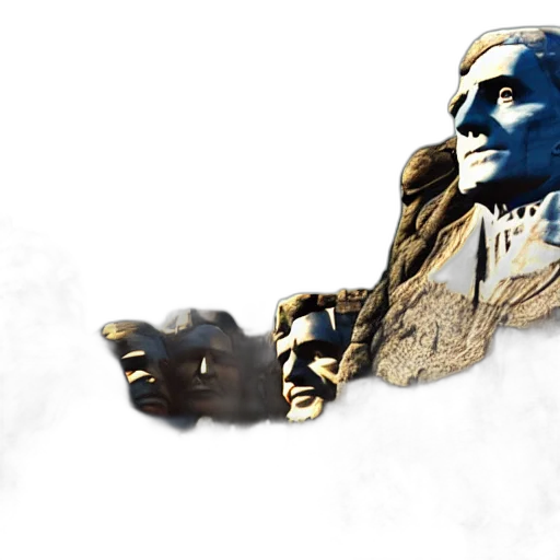 face, staff, 3d render, photorealistic, concept art, mount, rushmore, ruins transparent PNG cut-out